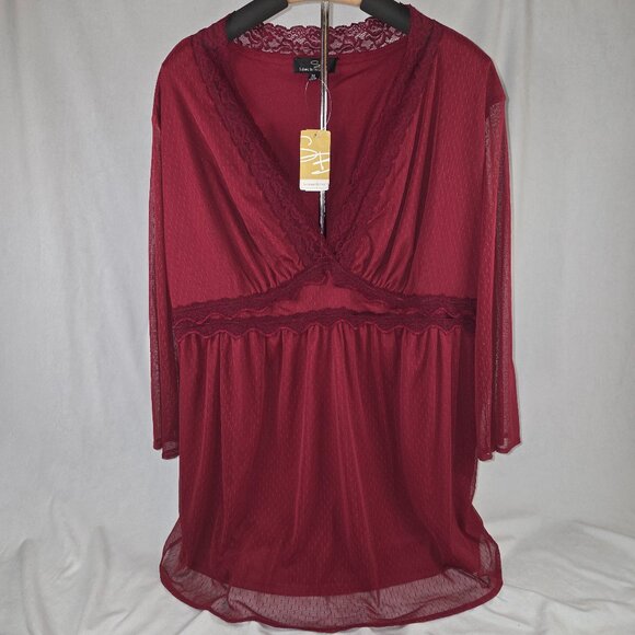 Suzanne Betro Burgundy Lace Top - Picture 1 of 5